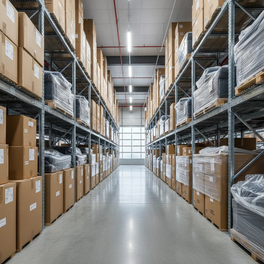 Long-term storage of furniture and boxes in a warehouse